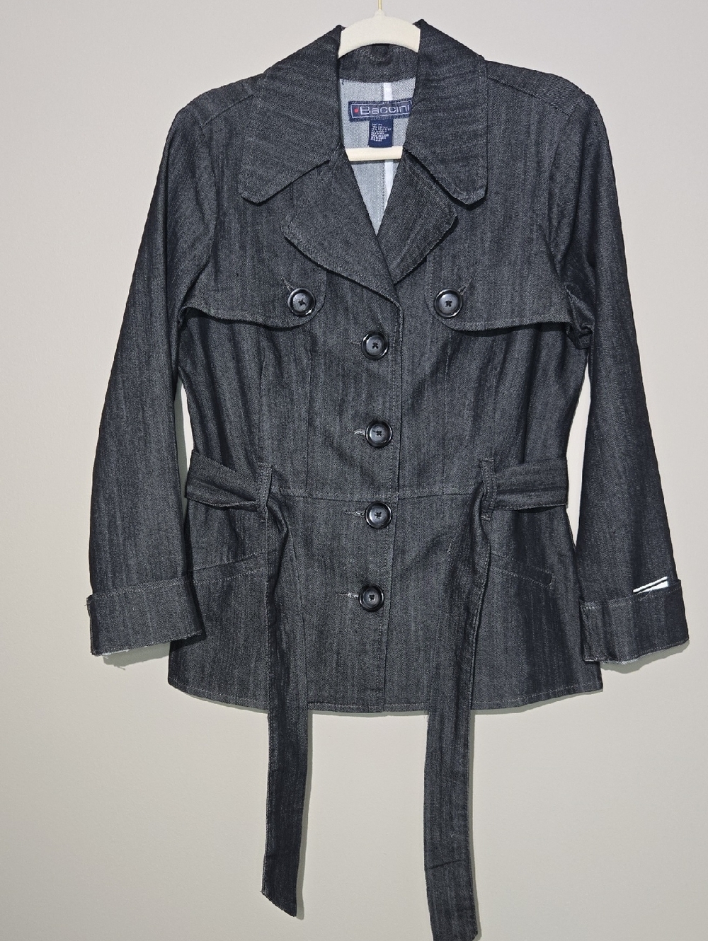 Baccini Denim Belted Trench Jacket